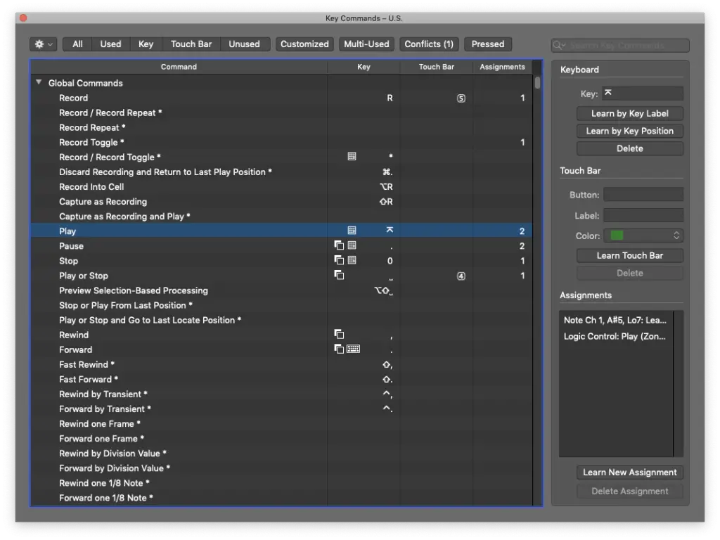 how to control logic pro with android - logic pro x edit key commands