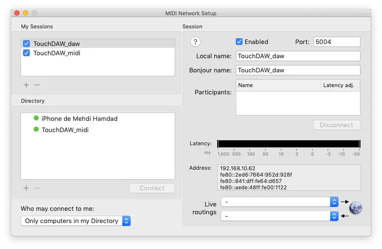 hwo to control logic pro with android - midi network setup 1