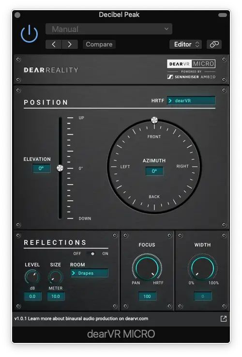 dearvr micro default - Decibel Peak