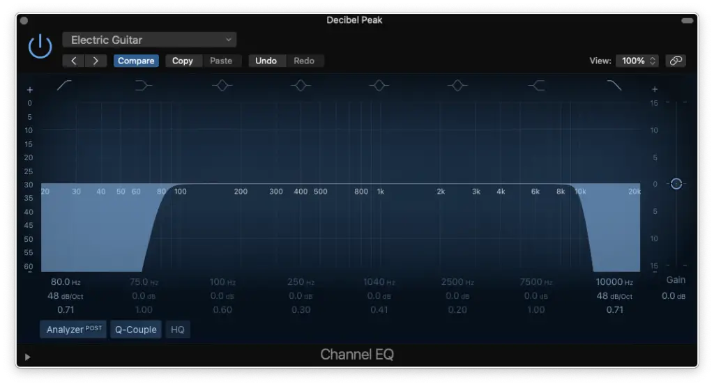 logic pro x eq electric guitar - Decibel Peak