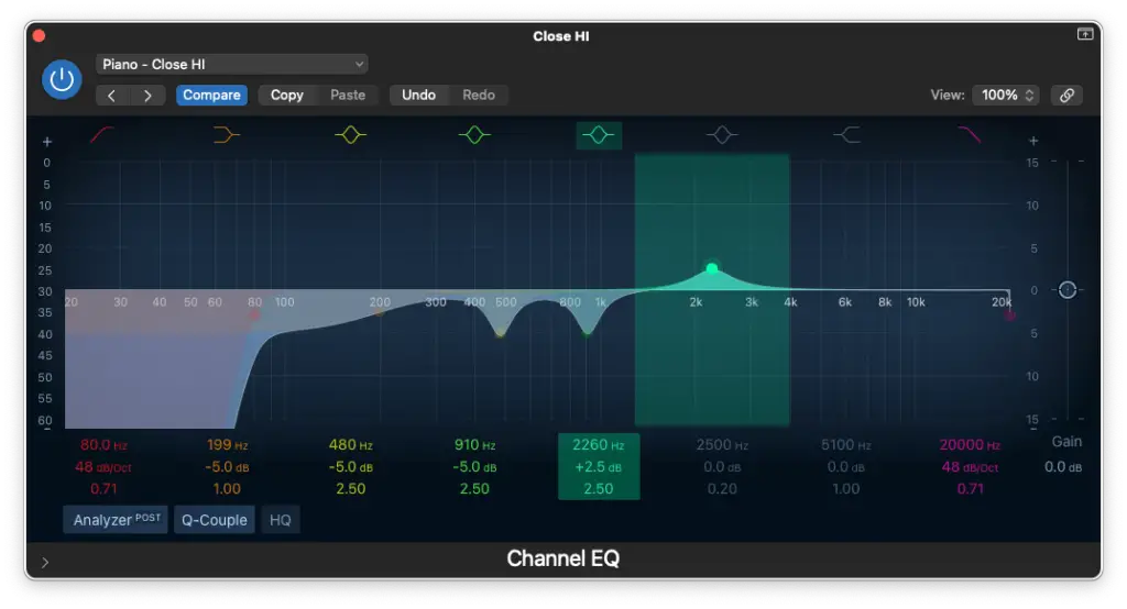 advanced piano eq step 11 - Decibel Peak