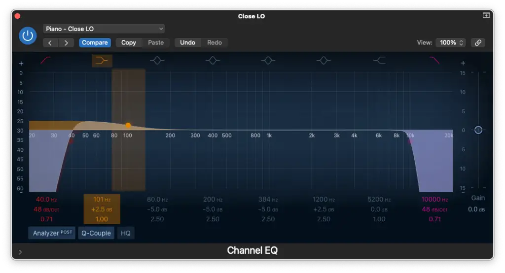 advanced piano eq step 3 - Decibel Peak