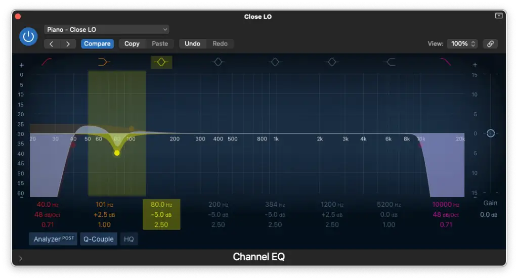 advanced piano eq step 4 - Decibel Peak