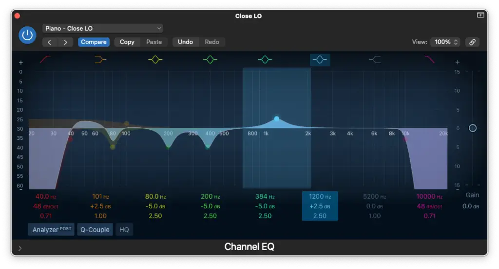 advanced piano eq step 6 - Decibel Peak