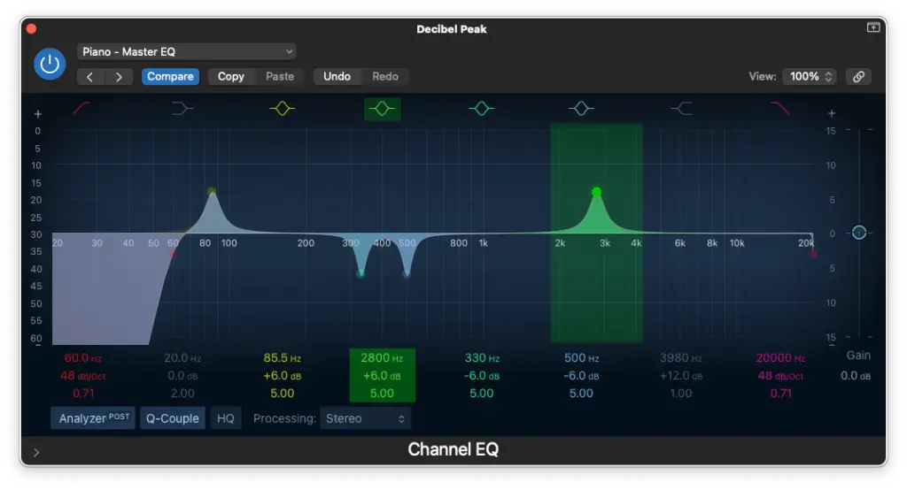 beginner piano eq step 5 - Decibel Peak