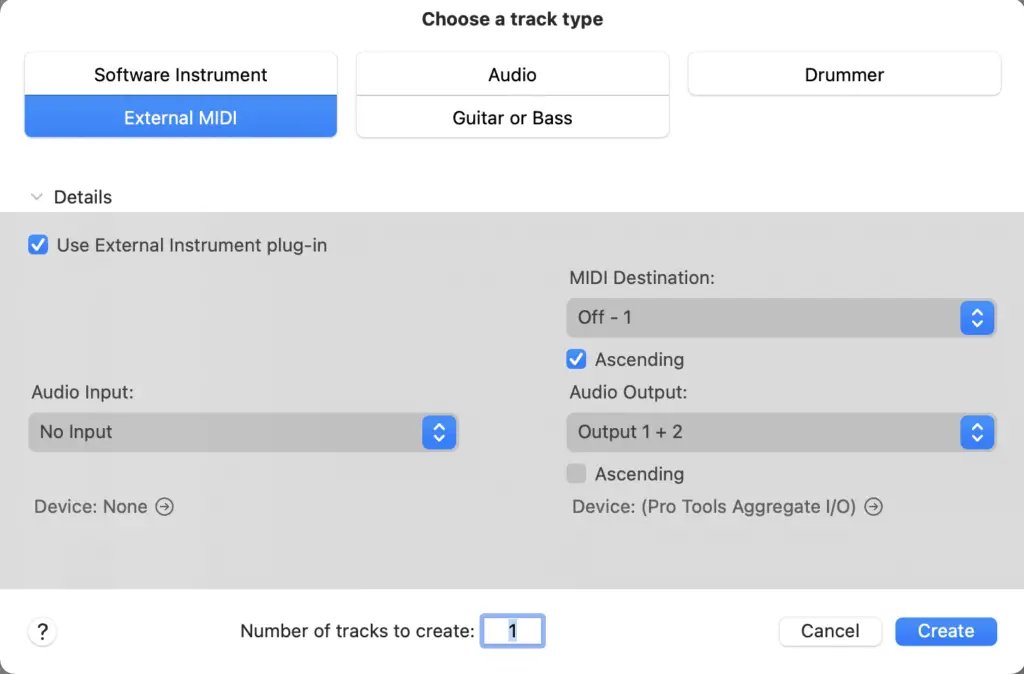 logic pro external midi track - Decibel Peak